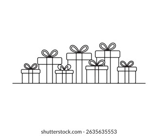 A clear and simple name for the image could be:
Colorful gift boxes set with ribbons and bows for celebrations and holidays