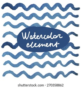 Clear and simple watercolor waves. Watercolor design element