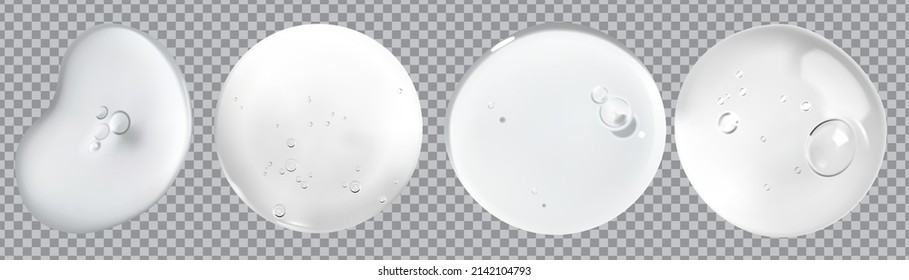 Clear skincare liquid gel drop with bubbles and color particles isolated on transparent background. skin gel stroke swatch . - Shutterstock ID 2142104793