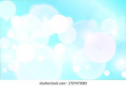 Kleiner, hellweißer Bokeh-Hintergrund. Tapete mit weichem, unscharfem blauen Effekt. Abstrakter Hintergrund Bokeh unscharf. Leuchtender Bokeh-Lichteffekt. Vektorillustration.