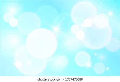 Kleiner, hellweißer Bokeh-Hintergrund. Weiche, unscharfe hellblaue Tapete. Abstrakter Hintergrund Bokeh unscharf. Glühender Bokeh-weißer Lichteffekt. Vektorillustration.