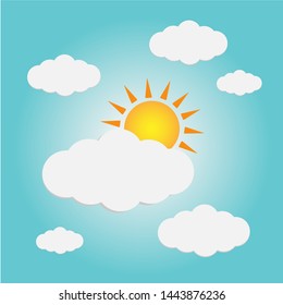 Clear sky in the daytime, full of clouds and sunlight  icon-vector