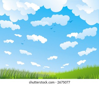 clear sky and green field