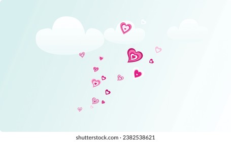 Clear sky, love hearts, clouds