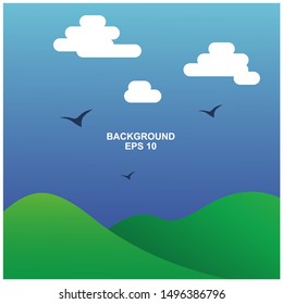 Clear Sky and Mountain Background Template Vector