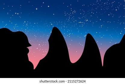 clear sky with scattered stars seen from the top of the hill