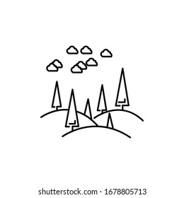Ilustración de la Línea de Montaña Clear Sky Trees