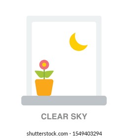 Clear sky weather flat icon on white transparent background. You can be used clear sky icon for several purposes.