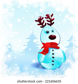 Clear snowy reindeer christmas background 