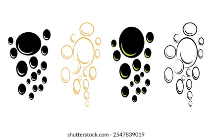 Clear soda drops line icon silhouettes. Fizzy drink water bubble icon design. Bubbles design vector art.