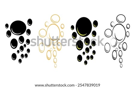 Clear soda drops line icon silhouettes. Fizzy drink water bubble icon design. Bubbles design vector art.