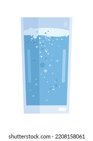 Clear Soda Water In A Glass Cup. Simple Flat Illustration.
