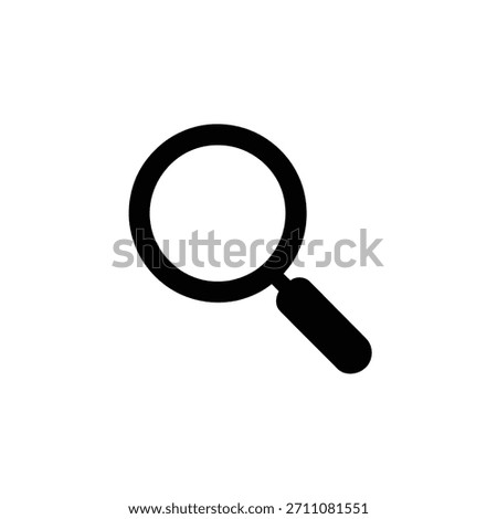 A clear and solid black magnifying glass icon, commonly used to represent search, explore, or enlargement functions in digital interfaces.