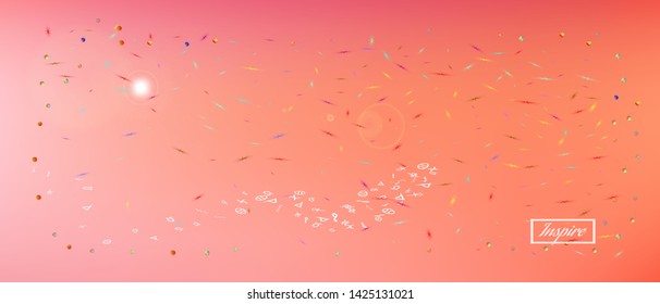 Clear space and signs confetti. Background blur. Colorful colorific illustration. Wonderful colored background space Ultra Wide. Colorful pristine abstraction. Coral main color.