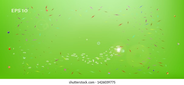Clear space and signs confetti. Background blend. Professional colorific illustration. A good Ultra Wide background. Colorful crisp abstraction. Green colored.