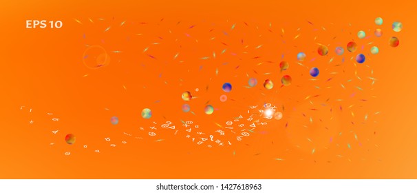 Clear space and signs confetti. Background blend. Signs colorific illustration. The good Ultra Wide themed background illustration. Colorful pure abstraction. Orange red main theme.