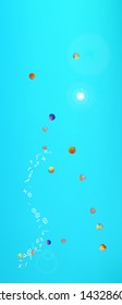 Clear space and signs confetti. Background bright. Professional colorific illustration. Ultra Wide background art inspire. Colorful clean abstraction. Azure colored theme.