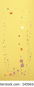 Clear space and signs confetti. Background wallpaper. Liquid colorific illustration. Light Ultra Wide portrait background. Colorful pure abstraction. Gold colored theme.