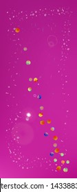 Clear space and signs confetti. Background graphic. Colorful colorific illustration. Light Ultra Wide portrait background. Colorful clear abstraction. Magenta color theme.