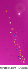 Clear space and signs confetti. Background smooth. Signs colorific illustration. Remarkable Ultra Wide universe background. Colorful clean abstraction. Magenta color theme.
