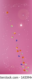 Clear space and signs confetti. Background mesh. Professional colorific illustration. A Ultra Wide portrait themed background illustration. Colorful clear abstraction. Pink colored theme.