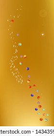 Clear space and signs confetti. Funny colorific illustration. Background wallpaper. Wonderful colored, portrait background pattern Ultra Wide. Colorful clear abstraction. Gold colored theme.