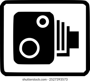 A clear speed camera symbol road sign, commonly seen on highways and streets, warning drivers of speed monitoring, promoting road safety and adherence to speed limit