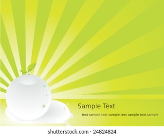 Clear sphere green ray seedling background - vector