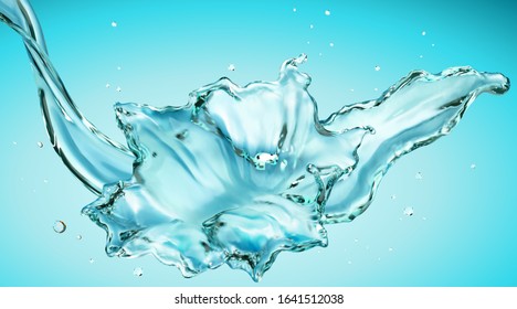 Clear splashing water on blue background vector illustration