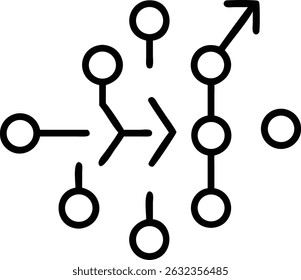 A clear strategy diagram featuring circles connected by lines and arrows, illustrating a path or flow of movement and direction in a simple design.