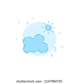 Icono vectorial del pronóstico del tiempo despejado. Ilustración plana. Estilo de línea relleno. Diseño monocromo azul. Trazo editable. Ajustar el peso de la línea.