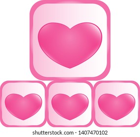 "Clear surface squares with hearts inside.Used for the concept of love.vector illustration."