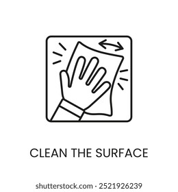 Clear Surface Wipe Line Icon Vector With Editable Stroke.