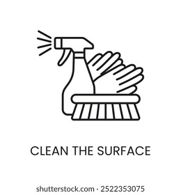 Clear Surface Wipe Line Icon Vector With Editable Stroke.