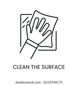 Clear Surface Wipe Line Icon Vector With Editable Stroke.