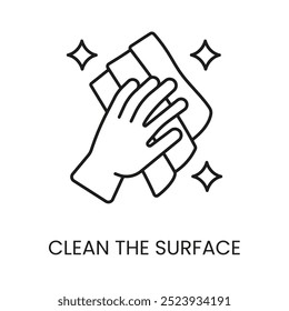 Clear Surface Wipe Line Icon Vector With Editable Stroke.