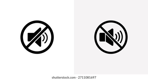 Un símbolo claro que indica audio silenciado o volumen apagado, presentado como un icono negro sobre un fondo gris claro para varios diseños de interfaz.