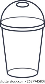 Clear takeout plastic cup with dome lid, disposable drink container.