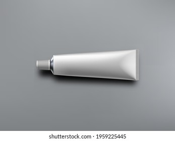 Clear Toothpaste White Cosmetic Plastic Packaging Tube. EPS10 Vector