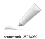 Clear Toothpaste White Plastic And Silver Tube. EPS10 Vector