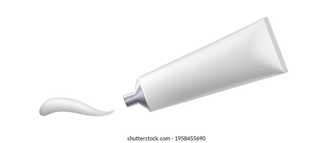 Clear Toothpaste White Plastic And Silver Tube. EPS10 Vector