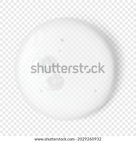 Clear transparent cosmetic smear with bubbles isolated 3d realistic vector illustration. Beauty serum liquid gel round splash. Skincare cosmetic texture