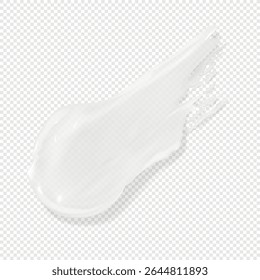 Clear transparent gel smear isolated realistic vector illustration. Skincare beauty product sample. Aloe vera, hair gel, facial cleanser, cleaning product texture