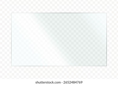clear transparent glass sheet with soft light reflection vector PNG for interface display