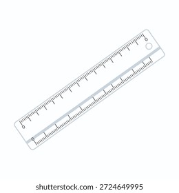 Clear Transparent Ruler Vector Illustration Isolated on White