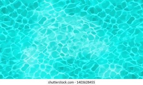 Clear transparent turquoise water in the swimming pool, sunbathing, relaxing, vector illustration