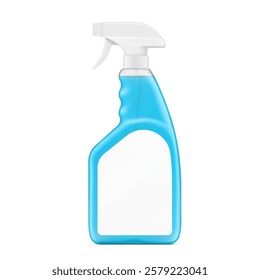 Clear trigger sprayer bottle with cleaning product mockup. Vector illustration isolated on white background. Perfect for easy customisation and editing your design for household, cleaning. EPS10.