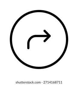 Clear Turn Right Arrow in Circle icon set for navigation, directional guidance, and traffic signs
