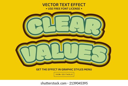 Clear values 3D editable text effect template