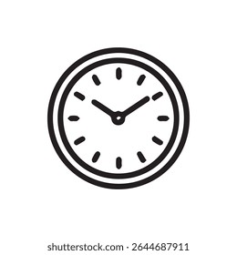 A clear vector illustration of a clock. Represents time and deadlines in a minimalist design ideal for various projects.